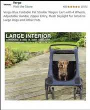 VERGO Home Pet STROLLER NAVY 4 Wheel Foldable WAGON Up To LARGE DOGS Adjustable