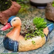 Garden Sculpture Decoration Resin Animal Succulent Plants Flower Pots Simulation Mandarin Duck Decorations