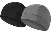 [iDopick] 2 Packs Skull Cap Running Hats Sweat Wicking Helmet Liner Cooling Cycling Caps Breathable Soft Beanie Stretchy Headwear for Men Women