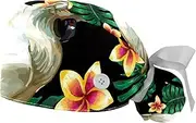 [WOSHJIUK] Working Hat 2 Pack Scrub Caps for Women,Tropical Bird Florals Parrot,Tie Back Cap Adjustable Scrub Hat