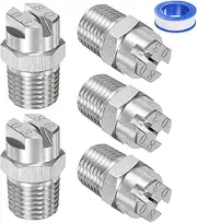 uxcell 5-Pack Flat Fan Spray Tip, 80 Degree 1/4BSPT Male Stainless Steel Pressure Washer Nozzles Cleaner Nozzle Replacement W Sealing Tape for Water Guns (1.1mm Orifice)