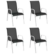 Stackable Garden Chairs 4 pcs Steel and Textilene Black