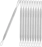 7-piece Acne Squeeze Ring Set Comedone Extractors Pimple Tools Non-slip Handle for Face Care