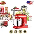 All-in-One 850W Stand Mixer with Tilt-Head and 8QT Bowl - Dishwasher Safe, Red