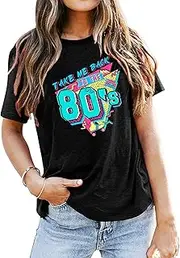 [SUWATOIN] 80s T Shirts Women I Love The 80s Shirt Short Sleeve Retro Fancy Dress Party Tees Pop Star Tops