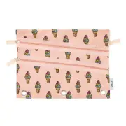 Yoobi Binder Zip Case Peach Tripple Zippers Ice Cream Cone Pencil Case Holder