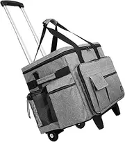 Timoxi Rolling Teacher Bag with Wheels, Teacher Rolling Cart, Rolling Briefcase with Accordion Organizer and 15.6" Laptop, Grey, 15.7＂ ×11＂×13＂, Rolling Teacher Bag