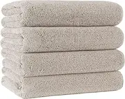 POLYTE Microfiber Quick Dry Lint Free Bath Towel, 57 x 30 in, Pack of 4 (Beige)