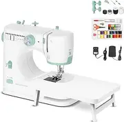 [YOPOWER] Sewing Machine with 54 sewing accessories & Table,Portable Electric Mending Machine for Home Travel DIY Beginners with 12 Stitch Patterns | Built-in light