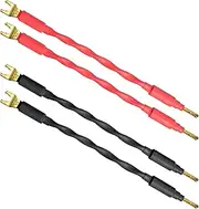 4 Units - 15 CM - Canare 4S11 – Audiophile Grade - 11AWG - HiFi Speaker Jumper Cable Terminated with Gold Banana to Spade Connectors
