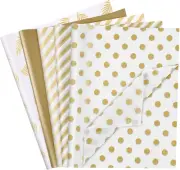 100 Sheets Tissue Paper Bulk, 20 X 14 Inch Metallic Gold Wave Stripe Tissue Pape