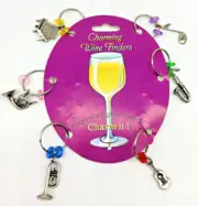 Musical Instruments Wine Glass Charm Markers Multi-colored SET OF 6 USA Music