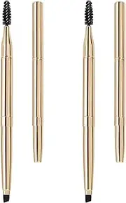 Unaone Eyebrow Brush - 2 PCS Dual-Ended Angled Eyebrow Brush Applicator Eyebrow Spoolie Brush, Professional Retractable Eye Brow Brush For Shaping and Filling Eyebrows, Gold and Gold