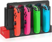 Charging Dock Compatible with Nintendo Switch & Switch OLED Model Joycons, Switch Controller Charger Dock Station for Nintendo Switch/OLED Model- Red