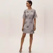 BHLDN by Aidan Mattox Ice Violet Beaded Lace Asbury Cocktail Sheath Dress Sz 10