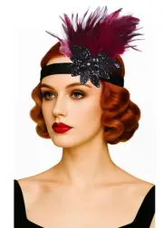 1920s Red Feather Vintage Bridal Great Gatsby Flapper Headpiece