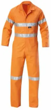 Mens Hard Yakka Hi-Vis Coverall Overalls Cotton Drill with Tape Workwear Y00122