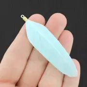 8 Feather Pendant Charms Dyed Natural Goose Earring Component Sky Blue - Z1015
