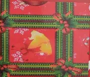 Peva Vinyl Flannel Back Tablecloth,52x52"Square,CHRISTMAS THEME IN FRAMES,Broder