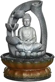 Indoor Water Fountains Buddha Tabletop Waterfall Fountain Meditation Relaxing Tabletop Fountain Feng Shui Decoration Waterfall Ornaments for Home Waterfall Fountain