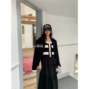 「原創設計」IRIS x SG 系列 24新款 ID2481752 24款 蒲公英黑色小香風吊帶洋裝