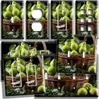 STILL LIFE GREEN BARTLETT PEARS BASKET LIGHT SWITCH OUTLET WALL PLATE HOME DECOR