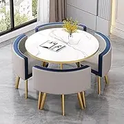 Modern Round Dining Table Set with Chairs Space Saving Furniture for Dining Living Reception Conference Lounge 29"
