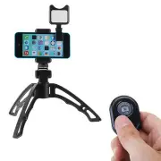 Foldable Mini Desktop Tripod Stand Stabilizer with Video Light bluetooth Selfie Shutter for Smartphone