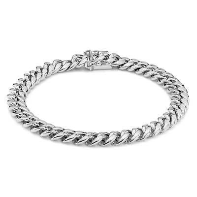 14k White Gold Classic Miami Cuban Bracelet/Anklet (Solid)