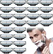 24 Pack Mach 3 Razor Blades, Replacement Blades for Men's Razor, Refill Blades for Razor Blades Mach 3, Razor Blade Safety Razor for Beard, Body Hair