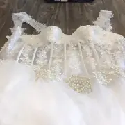 Hebeos Extra Long Wedding Dress Shoulder Strap Pearl Size L in White