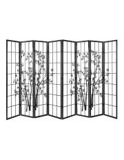 [Artiss] Room Divider Screen Bamboo 8 Panel 348x179cm in Black white