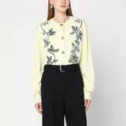 [Jil Sander] Light yellow cardigan with floral embroidery 36 FR Yellow