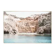 [Sleeping Giant] Grecian Cliffs Framed Natural Veneer Framed Canvas - 120cm X 80cm