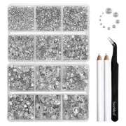 8300PCS Flatback Rhinestones, Clear Rhinestone Nail Gems Round Crystal crystal