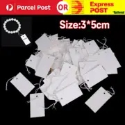 up 500PCS White Paper Jewelry Clothes Label Price Tags With Elastic String 5*3cm