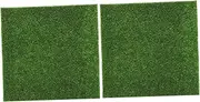 Happyyami 2Pcs Artificial Grass Mat for Miniature Garden Decoration Lifelike PVC Lawn Ornament Realistic Fake Turf for DIY Craft and Micro Landscape Projects