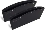 gle2016 2 Set Car Seat Gap Organizer, Car Seat Gap Filler, PU Full Leather Car Seat Crevice Storage Box Universal Fit in Between Car Seat Catcher for Phone Keys Cards Pens Coins (Black)