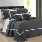 Home Fashion 6 Piece Two-Tone Embossed Comforter Set Queen Charcoal