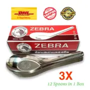 Zebra Thai Asian Spoon Stainless Steel Rice Soup Spoons Flatware kitchen 12 Pcs
