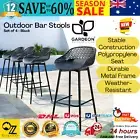 Gardeon 4pcs Outdoor Bar Stools Set of 4 Plastic Metal Bistro Patio Dining Chair