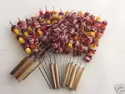 Flat Stainless Steel skewers with wooden handle (Pack of 40 ea)