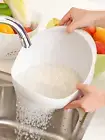 1Pc-Silicone Colander Rice Bowl Drain Basket Fruit Bowl Washing Drain Basket wit
