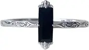 [FAMIVES] Silver Rings for Women Baguette Lapis Lazuli Moss Agate Alexandrite Black Green Onyx Opal Stackable Cross Ring Vintage Dainty Stacking Wedding Band Statement Promise Engagement Gemstone Rings