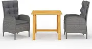 3 Piece Garden Dining Set Grey Patio Bar Sets