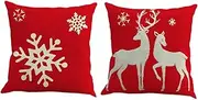 MOBUTOFU Classic Christmas Theme Elk Pillowcase Set Pillow Protector for Cozy Home
