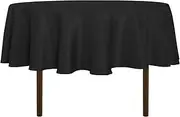 sancua Round Tablecloth - 60 Inch - Water Resistant Spill Proof Washable Polyester Table Cloth Decorative Fabric Table Cover for Dining Tables, Buffet Parties and Camping, Black