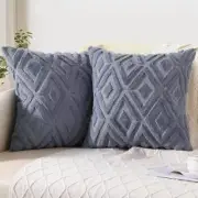 Soft Faux Fur Throw Pillow Covers 20x20 Set of 2 - Plush Wool Decorative
