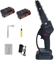 Mini Chainsaw,6 Inch Cordless Electric Chainsaw with 2 Batteries and Chains,Portable Powered Chainsaw for Tree Pruning Branch Wood Cutting