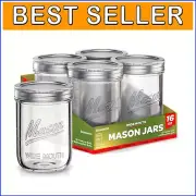 Durable 16oz Clear Mason Jars with Airtight Lids - Ideal for Preserving & DIY